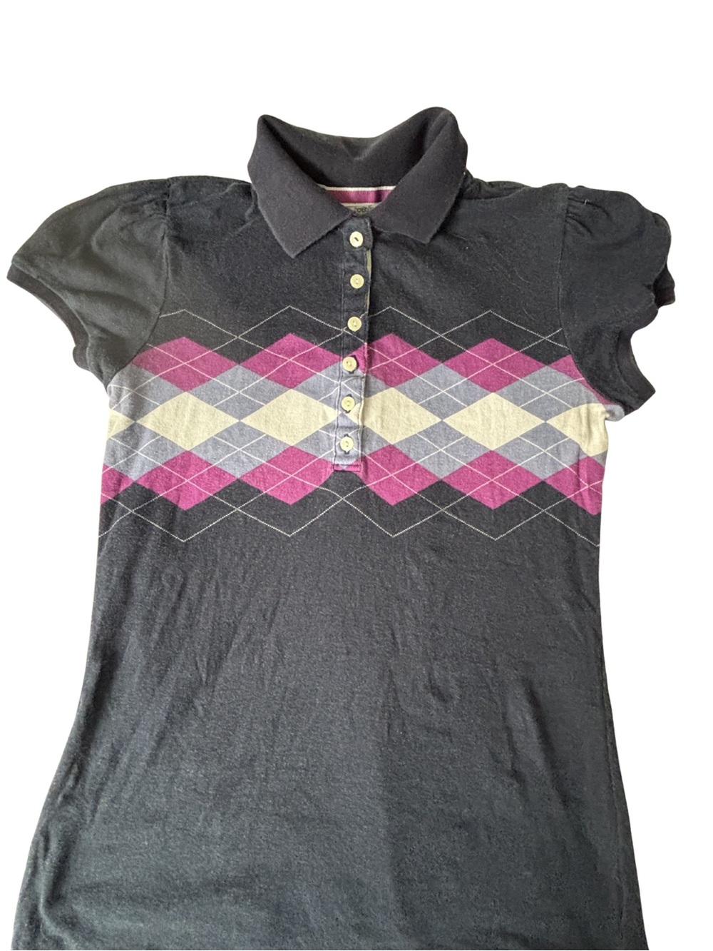 Old Navy Argyle Polo With Cap Sleeves